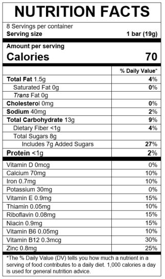 Nutrition Facts Soft Baked Grain Bars